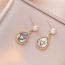 Fashion E0276 Crown Freshwater Pearl Earrings Copper Geometric Drop Earrings