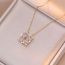 Fashion Pink Love Necklace Titanium Steel Diamond Quatrefoil Necklace