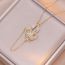 Fashion Gold Titanium Steel Diamond Rabbit Necklace