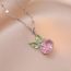 Fashion Pink Bunny Necklace Titanium Steel Diamond Rabbit Necklace