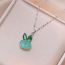 Fashion Green Rabbit Necklace Titanium Steel Diamond Rabbit Necklace