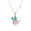 Fashion Green Rabbit Necklace Titanium Steel Diamond Rabbit Necklace