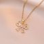 Fashion Gold Titanium Steel Diamond Bow Necklace