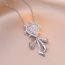 Fashion Gold Titanium Steel Diamond Heart Bow Necklace
