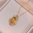 Fashion Lemon Yellow Necklace Titanium Steel Diamond Oval Necklace