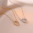 Fashion Gold Titanium Steel Diamond Double Ring Necklace