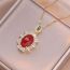 Fashion Red Zircon Necklace Titanium Steel Diamond Oval Necklace