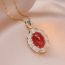 Fashion Red Zircon Necklace Titanium Steel Diamond Oval Necklace