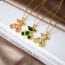 Fashion Large Green-gold Gold Plated Copper Geometric Necklace With Zirconium