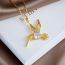 Fashion White Bird Gold Plated Copper Bird Necklace With Zirconium