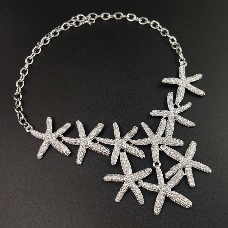 Fashion Silver Alloy Geometric Starfish Necklace