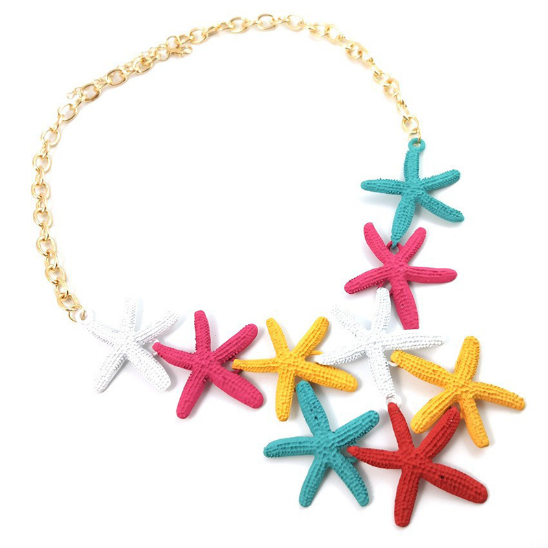 Fashion Gold Alloy Geometric Starfish Necklace