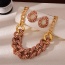 Fashion Champagne Resin-encrusted Diamond Thick Chain Twist Necklace And Earring Set 3-piece Set