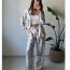 Fashion Color Polyester Printed Long-sleeved Shirt And Wide-leg Pants Two-piece Set