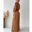 Fashion Rose Gold V-neck Lace-up Long-sleeved Top And Wide-leg Pants Suit