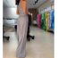 Fashion Grey Sleeveless Hollow Halter Vest High Waisted Wide Leg Pants Two-piece Set