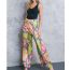 Fashion Color Printed Off-shoulder Top High-waisted Wide-leg Pants Suit