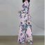 Fashion Color Suit Printed V-neck Puff Sleeve Shirt High-waisted Wide-leg Pants Suit