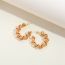 Fashion Red Gold-plated Copper C-shaped Earrings With Diamonds