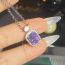 Fashion [purple] With Chain Copper Diamond Square Necklace