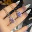 Fashion [purple] With Chain Copper Diamond Square Necklace