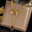Fashion Gold Metal Love Oval Y-shaped Necklace