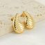 Fashion Gold Stainless Steel Threaded Drop Earrings