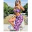 Fashion Color Polyester Printed Swimsuit Three-piece Bikini Cover-up