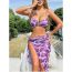 Fashion Color Polyester Printed Swimsuit Three-piece Bikini Cover-up