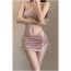 Fashion Pink Polyester Drawstring Tankini Swimsuit Bikini Cover-up Three-piece Set