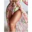 Fashion Color Polyester Color Block Halter Neck Lace-up Split Swimsuit Bikini Cover-up Skirt Three-piece Set