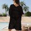 Fashion Black Knitted Cutout Sun Protection Blouse