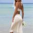 Fashion Off White Polyester Cross Halterneck Split Swimsuit Bikini Cover Skirt Three-piece Set