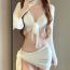 Fashion White Polyester Textured Halterneck Tankini Swimsuit Four-piece Bikini Set