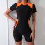Fashion Black Polyester Contrasting Crew Neck One-piece Swimsuit