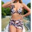 Fashion Color Polyester Printed Swimsuit Three-piece Bikini Set