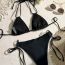 Fashion Black Nylon Halterneck Lace-up Floral One-piece Swimsuit Bikini