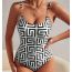 Fashion Pink Green Polyester Printed One-piece Swimsuit