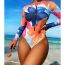 Fashion Color Polyester Printed Zipper One-piece Swimsuit