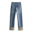 Fashion Blue Satin Patch Jeans
