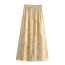 Fashion Khaki Printed Crumpled Wide Hem Skirt