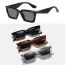 Fashion Off-white And Black Gray Flakes Large Square Frame Sunglasses