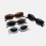 Fashion Glossy Black Framed Gray Film Polygonal Small-frame Cat-eye Sunglasses