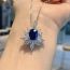 Fashion Blue Copper Diamond Geometric Petal Necklace