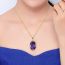Fashion Purple Copper And Diamond Oval Necklace