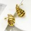 Fashion Gold Titanium Steel Spiral Hollow Water Drop Earrings