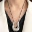 Fashion Silver U-shaped Leather Cord Necklace