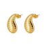 Fashion Gold Titanium Steel Gold-plated Water Drop Texture Earrings
