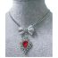 Fashion Red Alloy Diamond Drop-shaped Bow Necklace