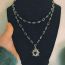 Fashion Necklace Alloy Geometric Beaded Love Double Layer Necklace